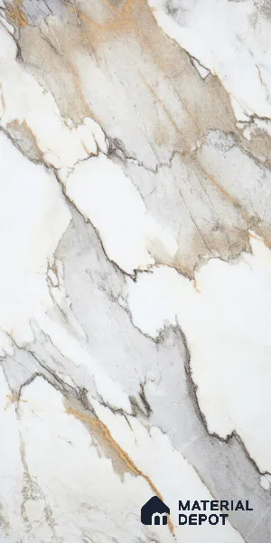 White Marble Look LM 18835 8 ft x 4 ft Texture Finish Decorative Laminate - 0.8 mm | Suitable for TV Unit, Wardrobe, Kitchen Cabinets