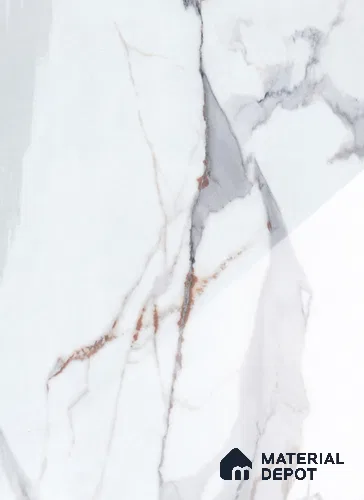 White Marble Look LM 18833 8 ft x 4 ft Glossy Finish Decorative Laminate - 0.8 mm | Suitable for TV Unit, Wardrobe, Kitchen Cabinets