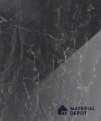 Black Marble Look LM 18972 8 ft x 4 ft Glossy Finish Decorative Laminate - 0.8 mm | Suitable for TV Unit, Wardrobe, Kitchen Cabinets