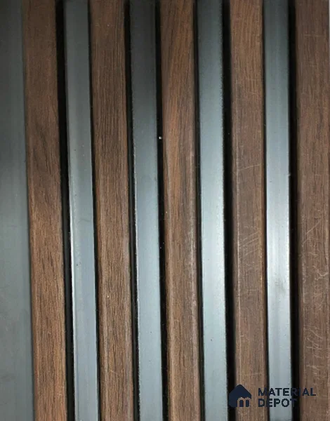 Brown Wooden Louver PN 01430 8 ft x 5 inch Charcoal Panel - 12 mm | Suitable for Feature Wall, TV Unit & Living Room | Width is Subjected to 5% Variation