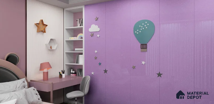 Purple Sparkle Look LM 23328 Orchidia 8 ft x 4 ft High Gloss Finish 6H Anti Scratch Acrylic Laminate - 1.5 mm | Suitable for Kitchen Cabinet, TV Unit, Wardrobe