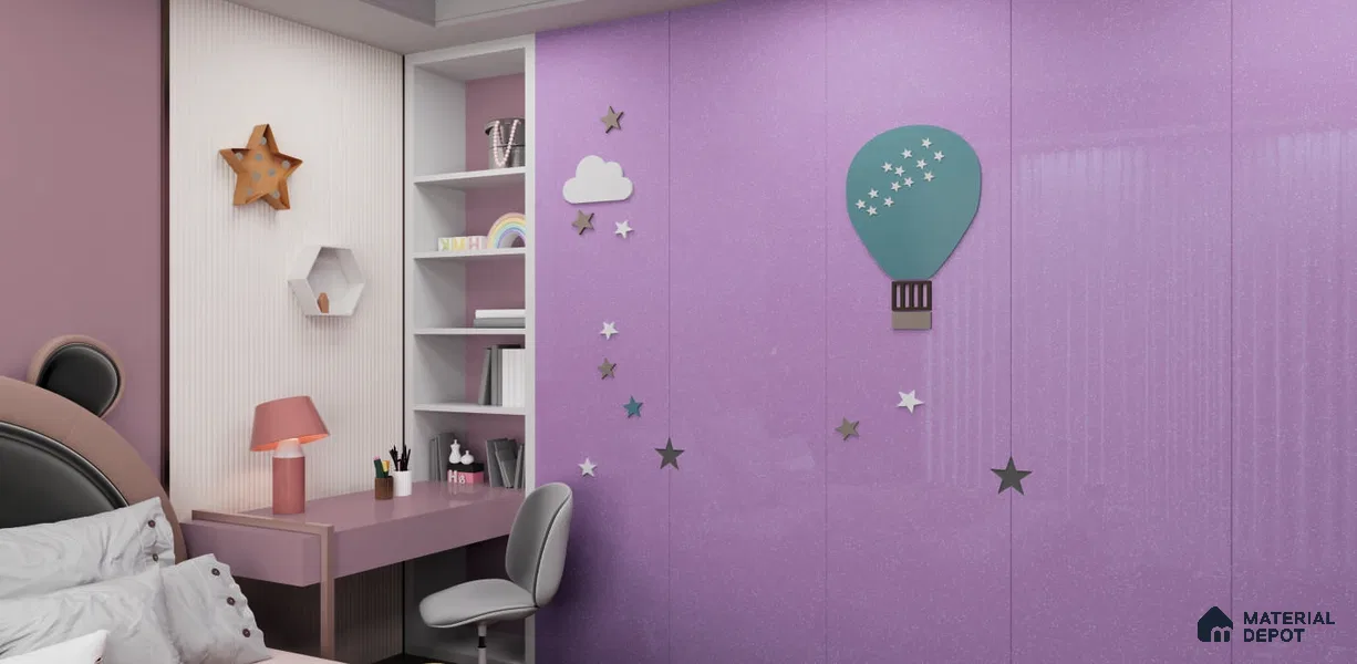 Purple Sparkle Look LM 23328 Orchidia 8 ft x 4 ft High Gloss Finish 6H Anti Scratch Acrylic Laminate - 1.5 mm | Suitable for Kitchen Cabinet, TV Unit, Wardrobe