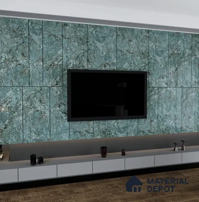 Green Marble Look LM 23343 Teal Granite 8 ft x 4 ft High Gloss Finish 6H Anti Scratch Acrylic Laminate - 1.5 mm | Suitable for Kitchen Cabinet, TV Unit, Wardrobe