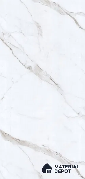 White Marble Look LM 23355 Pietra Lino 8 ft x 4 ft High Gloss Finish 6H Anti Scratch Acrylic Laminate - 1.5 mm | Suitable for Kitchen Cabinet, TV Unit, Wardrobe