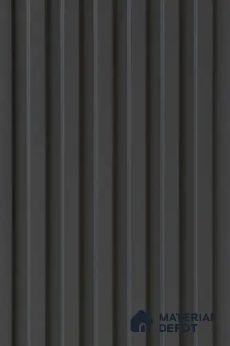 PN 02318 B Charcoal Grey 9 ft x 0.5 ft Fluted CPC Board - 8 mm