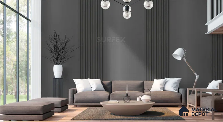 PN 02318 B Charcoal Grey 9 ft x 0.5 ft Fluted CPC Board - 8 mm