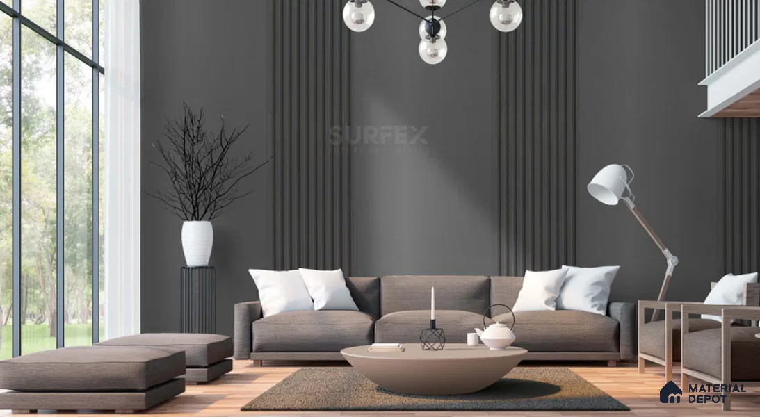 PN 02318 B Charcoal Grey 9 ft x 0.5 ft Fluted CPC Board - 8 mm