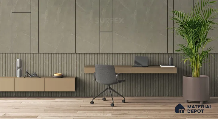 Brown Stone Louver PN 02323 B 9 ft x 6 inch CPC Panel - 8 mm | Suitable for Feature Wall, TV Unit & Living Room | Width is Subjected to 5% Variation