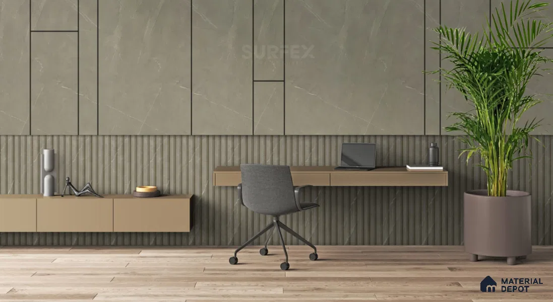 Brown Stone Louver PN 02323 B 9 ft x 6 inch CPC Panel - 8 mm | Suitable for Feature Wall, TV Unit & Living Room | Width is Subjected to 5% Variation