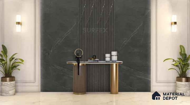 Grey Stone Louver PN 02324 9.2 ft x 2 ft CPC Panel - 8 mm | Suitable for Feature Wall, TV Unit & Living Room | Width is Subjected to 5% Variation