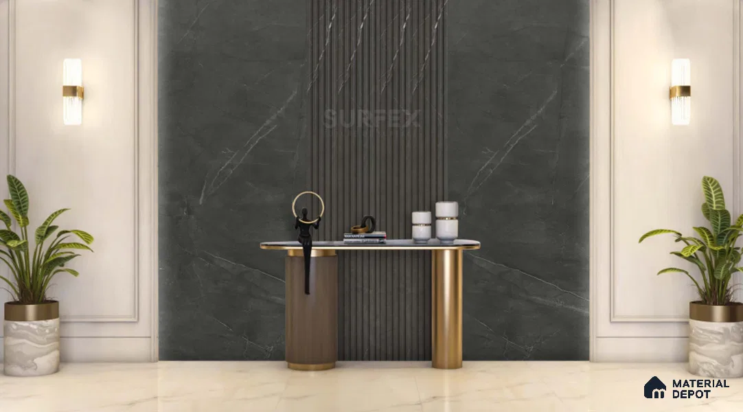 Grey Stone Louver PN 02324 9.2 ft x 2 ft CPC Panel - 8 mm | Suitable for Feature Wall, TV Unit & Living Room | Width is Subjected to 5% Variation
