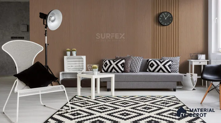 Brown Wooden Louver PN 02314 B 9 ft x 6 inch CPC Panel - 8 mm | Suitable for Feature Wall, TV Unit & Living Room | Width is Subjected to 5% Variation