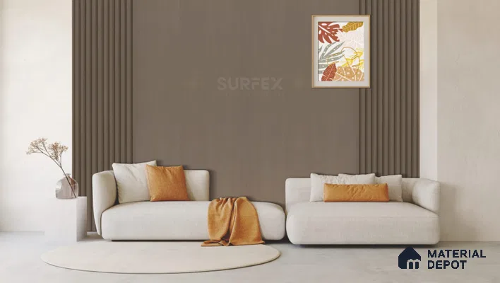 Brown Plain Colour Louver PN 02312 B 9 ft x 6 inch CPC Panel - 8 mm | Suitable for Feature Wall, TV Unit & Living Room | Width is Subjected to 5% Variation