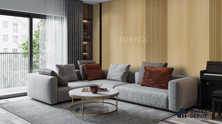 Brown Wooden Louver PN 02308 B 9 ft x 6 inch CPC Panel - 8 mm | Suitable for Feature Wall, TV Unit & Living Room | Width is Subjected to 5% Variation