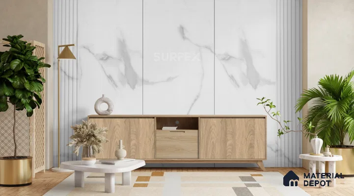 Grey Marble Louver PN 02325 B 9 ft x 6 inch CPC Panel - 8 mm | Suitable for Feature Wall, TV Unit & Living Room | Width is Subjected to 5% Variation