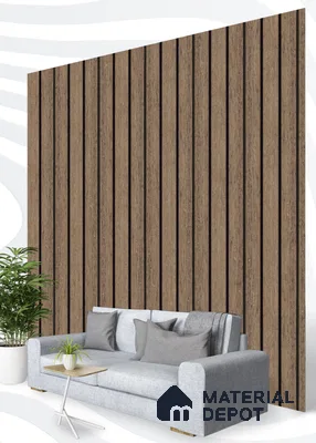 Brown Wooden Louver S5 153 8 ft x 4.9 inch Charcoal Panel - 12 mm | Suitable for Feature Wall, TV Unit & Living Room | Width is Subjected to 5% Variation