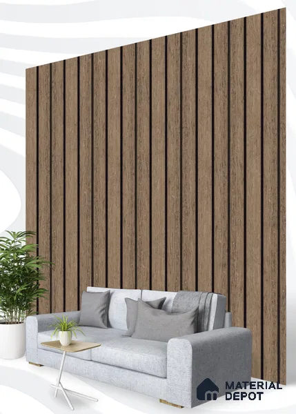 Brown Wooden Louver S5 153 8 ft x 4.9 inch Charcoal Panel - 12 mm | Suitable for Feature Wall, TV Unit & Living Room | Width is Subjected to 5% Variation