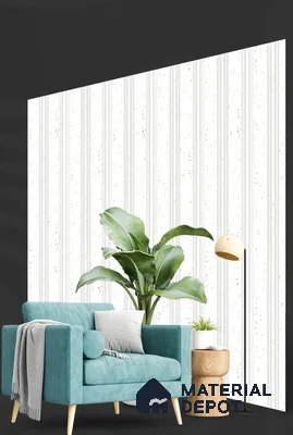 White Marble Louver S5 160 8 ft x 4.9 inch Charcoal Panel - 12 mm | Suitable for Feature Wall, TV Unit & Living Room | Width is Subjected to 5% Variation