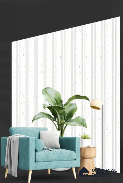 White Marble Louver S5 160 8 ft x 4.9 inch Charcoal Panel - 12 mm | Suitable for Feature Wall, TV Unit & Living Room | Width is Subjected to 5% Variation