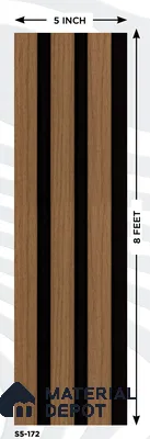 Brown Wooden Louver S5 172 8 ft x 4.9 inch Charcoal Panel - 12 mm | Suitable for Feature Wall, TV Unit & Living Room | Width is Subjected to 5% Variation