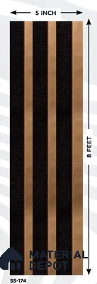 Brown Metallic Louver S5 174 8 ft x 4.9 inch Charcoal Panel - 12 mm | Suitable for Feature Wall, TV Unit & Living Room | Width is Subjected to 5% Variation