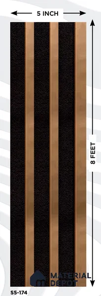 Brown Metallic Louver S5 174 8 ft x 4.9 inch Charcoal Panel - 12 mm | Suitable for Feature Wall, TV Unit & Living Room | Width is Subjected to 5% Variation