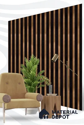 Brown Metallic Louver S5 174 8 ft x 4.9 inch Charcoal Panel - 12 mm | Suitable for Feature Wall, TV Unit & Living Room | Width is Subjected to 5% Variation