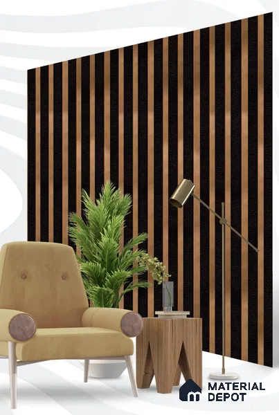 Brown Metallic Louver S5 174 8 ft x 4.9 inch Charcoal Panel - 12 mm | Suitable for Feature Wall, TV Unit & Living Room | Width is Subjected to 5% Variation