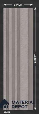 Cream Stone Louver S5 177 8 ft x 4.9 inch Charcoal Panel - 12 mm | Suitable for Feature Wall, TV Unit & Living Room | Width is Subjected to 5% Variation