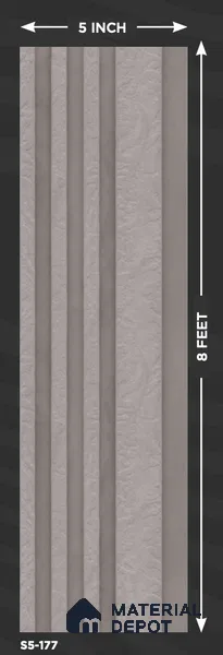 Cream Stone Louver S5 177 8 ft x 4.9 inch Charcoal Panel - 12 mm | Suitable for Feature Wall, TV Unit & Living Room | Width is Subjected to 5% Variation