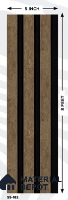 Brown Wooden Louver S5 182 8 ft x 4.9 inch Charcoal Panel - 12 mm | Suitable for Feature Wall, TV Unit & Living Room | Width is Subjected to 5% Variation