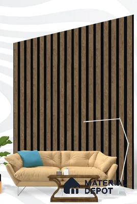 Brown Wooden Louver S5 182 8 ft x 4.9 inch Charcoal Panel - 12 mm | Suitable for Feature Wall, TV Unit & Living Room | Width is Subjected to 5% Variation