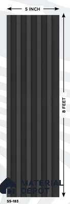Grey Plain Colour Louver S5 183 8 ft x 4.9 inch Charcoal Panel - 12 mm | Suitable for Feature Wall, TV Unit & Living Room | Width is Subjected to 5% Variation