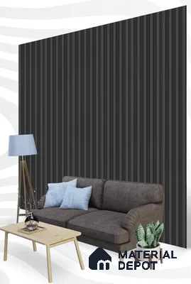 Grey Plain Colour Louver S5 183 8 ft x 4.9 inch Charcoal Panel - 12 mm | Suitable for Feature Wall, TV Unit & Living Room | Width is Subjected to 5% Variation