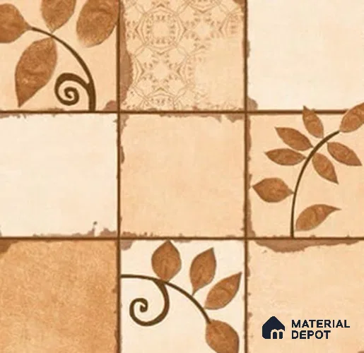 Patterned Wall & Floor Tile TL 07781 5327 1.31 ft x 1.31 ft Vitrified Matte Finish Tile - 11 mm | Suitable for Outdoor Parking, Terrace, Balcony | Pattern Alignment May Vary | 2-3 mm Spacer is Mandatory
