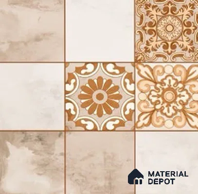 Moroccan Look Floor Tile TL 07779 5325 1.31 ft x 1.31 ft Vitrified Matte Finish Tile - 11 mm | Suitable for Outdoor Parking, Terrace, Balcony | Pattern Alignment May Vary | 2-3 mm Spacer is Mandatory