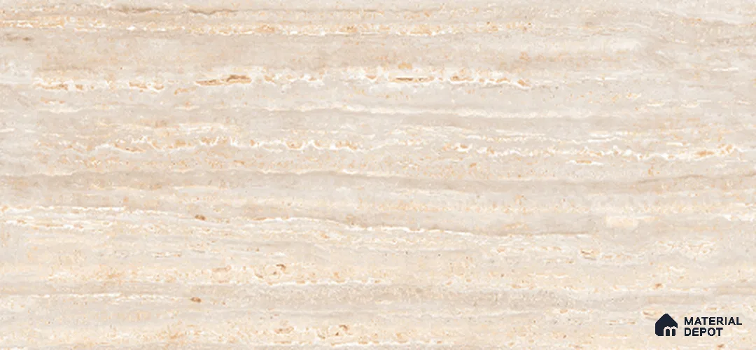 Marble Look Floor & Wall Tile TL 07723 El Rex Traventino Crema 4 ft x 2 ft Vitrified Glossy Finish Tile - 9 mm | Random 3 | Suitable for Living Room, Bedroom, Bathroom & Kitchen
