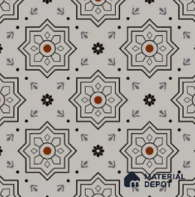 Moroccan Look Wall & Floor Tile TL 07747 434 2 ft x 2 ft Porcelain Matte Finish Tile - 9 mm | Suitable For Kitchen, Balcony, Dining Area | Please Expect a Slight Variation of Pattern