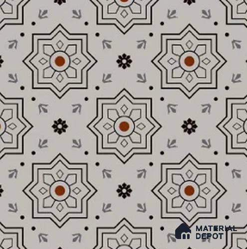 Moroccan Look Wall & Floor Tile TL 07747 434 2 ft x 2 ft Porcelain Matte Finish Tile - 9 mm | Suitable For Kitchen, Balcony, Dining Area | Please Expect a Slight Variation of Pattern