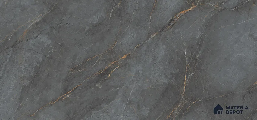 Marble Look Floor & Wall Tile TL 07729 Rubico Gold Grey 4 ft x 2 ft Vitrified Glossy Finish Tile - 9 mm |  Random 4 | Suitable for Living Room, Bedroom, Bathroom & Kitchen