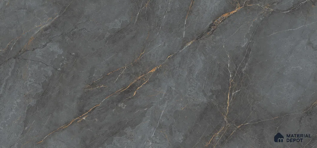 Marble Look Floor & Wall Tile TL 07729 Rubico Gold Grey 4 ft x 2 ft Vitrified Glossy Finish Tile - 9 mm | Random 4 | Suitable for Living Room, Bedroom, Bathroom & Kitchen