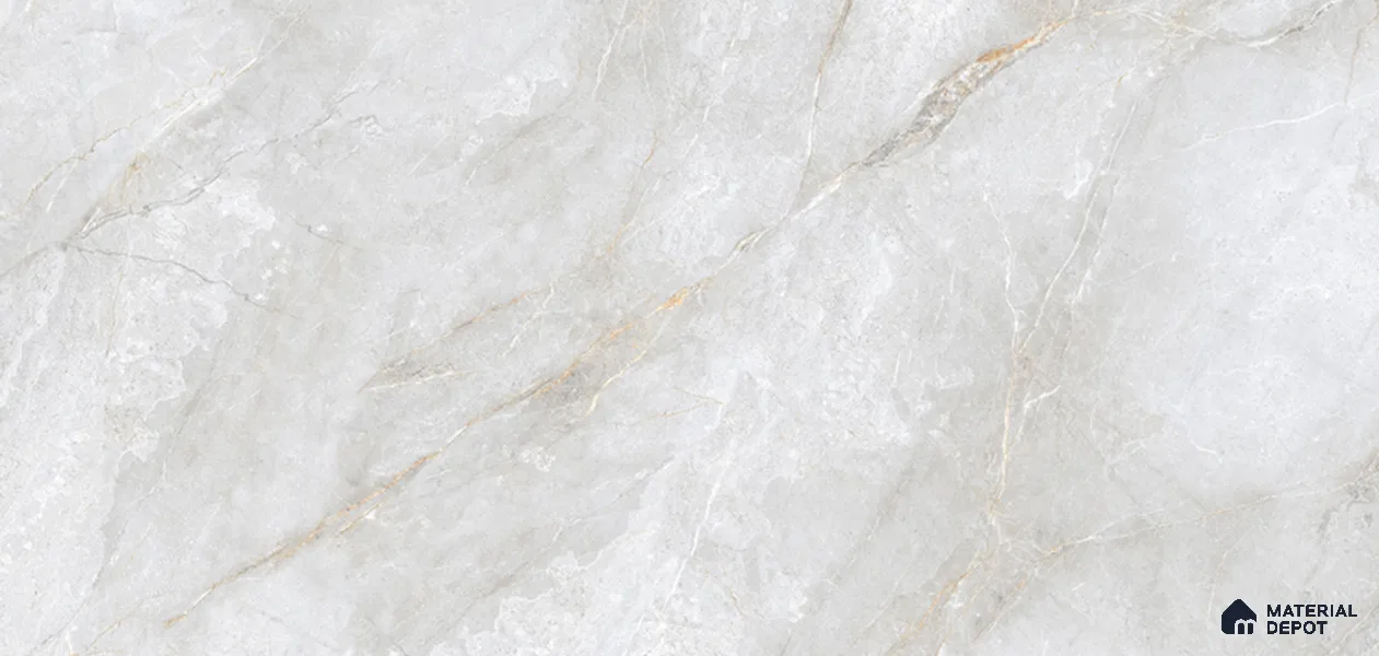 Marble Look Floor & Wall Tile TL 07729 B Rubico Gold White 4 ft x 2 ft Vitrified Glossy Finish Tile - 9 mm | Random 4 | Suitable for Living Room, Bedroom, Bathroom & Kitchen