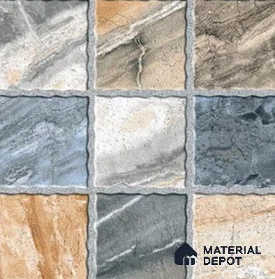 Stone Look Floor Tile TL 07776 5212 1.31 ft x 1.31 ft Vitrified Matte Finish Tile - 11 mm | Suitable for Outdoor Parking, Terrace, Balcony | Pattern Alignment May Vary | 2-3 mm Spacer is Mandatory