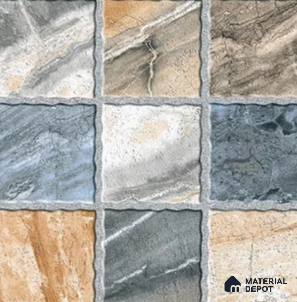 Stone Look Floor Tile TL 07776 5212 1.31 ft x 1.31 ft Vitrified Matte Finish Tile - 11 mm | Suitable for Outdoor Parking, Terrace, Balcony | Pattern Alignment May Vary | 2-3 mm Spacer is Mandatory
