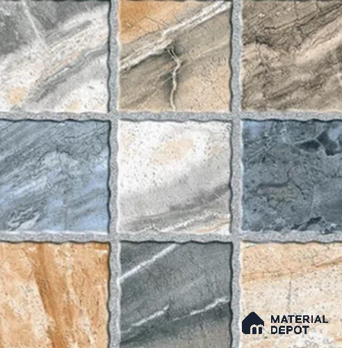 Stone Look Floor Tile TL 07776 5212 1.31 ft x 1.31 ft Vitrified Matte Finish Tile - 11 mm | Suitable for Outdoor Parking, Terrace, Balcony | Pattern Alignment May Vary | 2-3 mm Spacer is Mandatory