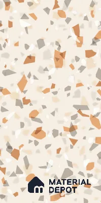 Terrazzo Floor & Wall Tile TL 07815 Trusty Chip Brown 4 ft x 2 ft Vitrified Glossy Finish Tile - 9 mm |  Random 3 | Suitable for Living Room, Bedroom, Bathroom & Kitchen
