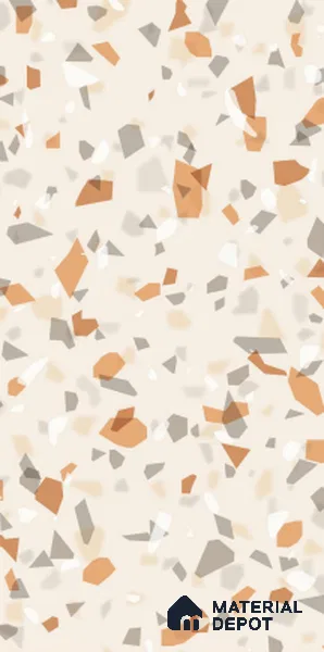 Terrazzo Floor & Wall Tile TL 07815 Trusty Chip Brown 4 ft x 2 ft Vitrified Glossy Finish Tile - 9 mm | Random 3 | Suitable for Living Room, Bedroom, Bathroom & Kitchen
