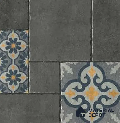 Moroccan Look Floor Tile TL 07794 B Madox Graphite 2 ft x 2 ft Vitrified Matte Finish Tile - 12 mm |  Random 2 | Suitable for Courtyard, Parking, Balcony | Please Expect a Slight Variation of Pattern