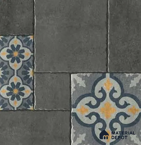 Moroccan Look Floor Tile TL 07794 B Madox Graphite 2 ft x 2 ft Vitrified Matte Finish Tile - 12 mm |  Random 2 | Suitable for Courtyard, Parking, Balcony | Please Expect a Slight Variation of Pattern