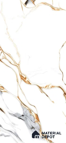 Marble Look Floor & Wall Tile TL 07740 Golden Galaxy 4 ft x 2 ft Vitrified Glossy Finish Tile - 9 mm | Random 3 | Suitable for Living Room, Bedroom, Bathroom & Kitchen